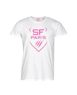 White T-shirt Blason Stade Français Pink Adult 