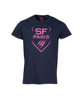 T-shirt Navy Logo Blason Stade Français Pink Adult 